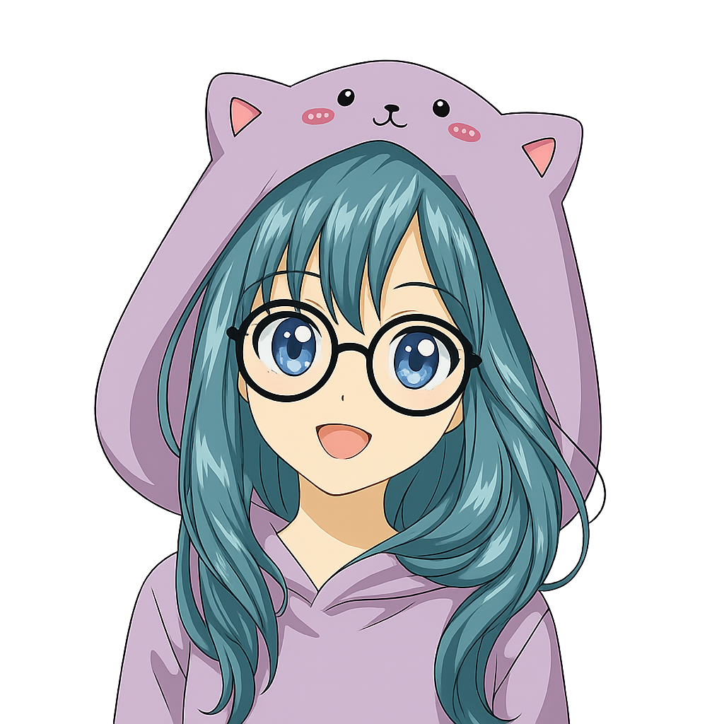 Evelina with cat hoodie