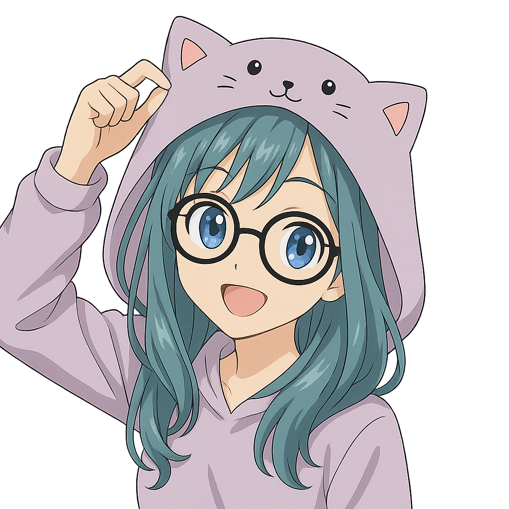 Evelina with cat hoodie pose